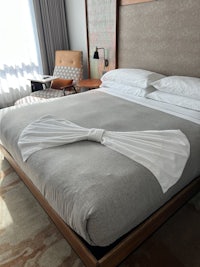 a bed in a hotel room